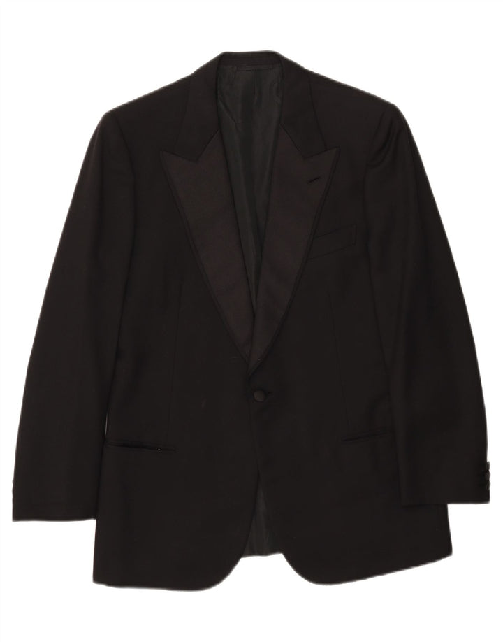 Bresci Herren-Blazer mit 1 Knopf, UK 40, große schwarze Wolle