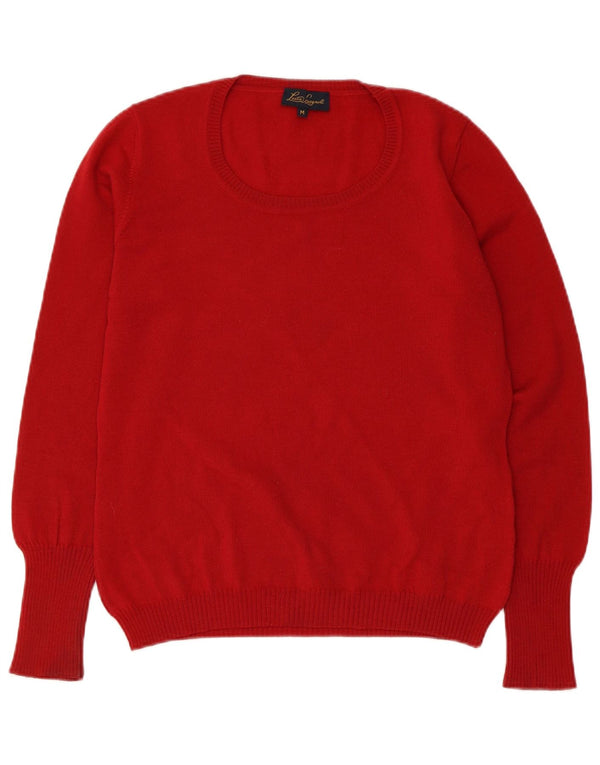 Luisa Spagnoli Damen-Pullover mit U-Boot-Ausschnitt, UK 12, mittelrote Schurwolle