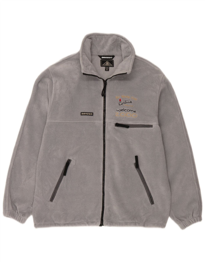 Aesse Herren-Fleecejacke mit Grafik, UK 38, mittelgrau, Polyester