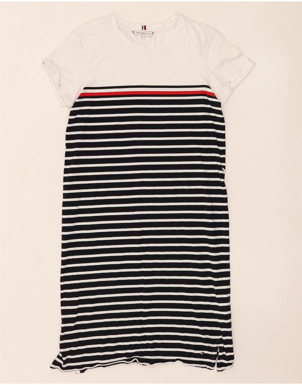 Tommy Hilfiger Damen T-Shirt-Kleid UK 10 Small Schwarz gestreift Baumwolle