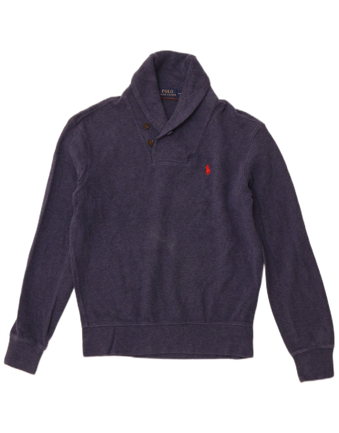 POLO RALPH LAUREN Herren-Pullover mit Schalkragen, Größe S, marineblaue Baumwolle