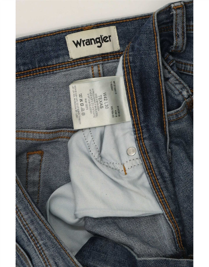 Wrangler Herren Texas Straight Jeans W42 L30 Blaue Baumwolle