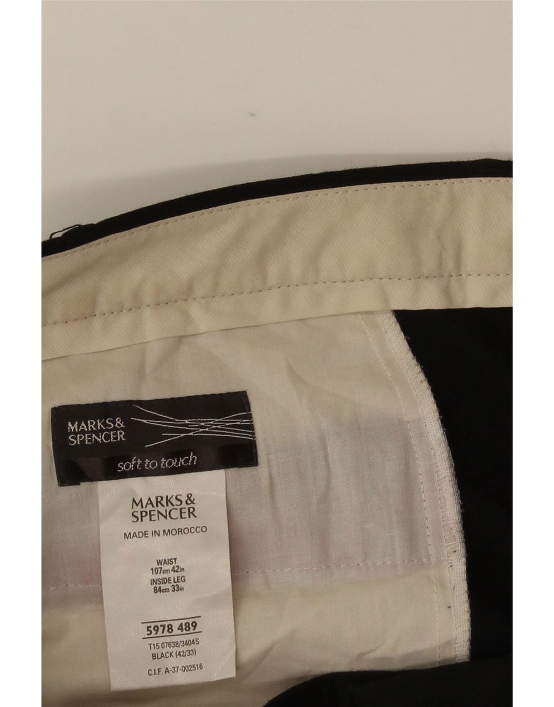 Marks & Spencer Herren-Anzughose mit Pegged-Anzug, W42, L33, schwarze Viskose