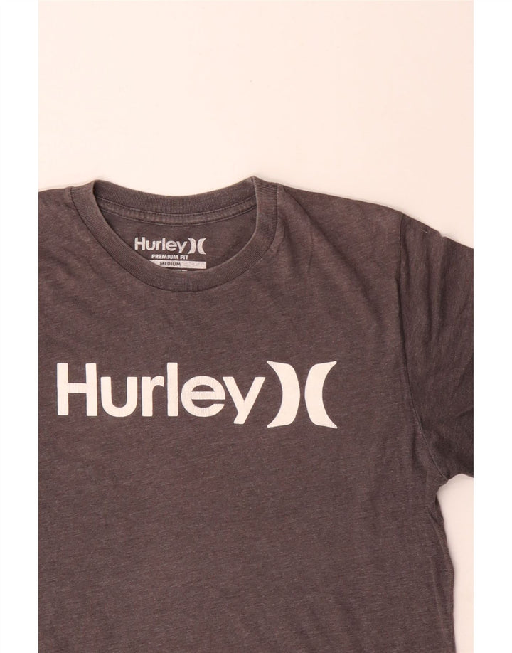 Hurley Premium Fit Grafik-T-Shirt-Oberteil für Herren aus mittelgrauer Baumwolle