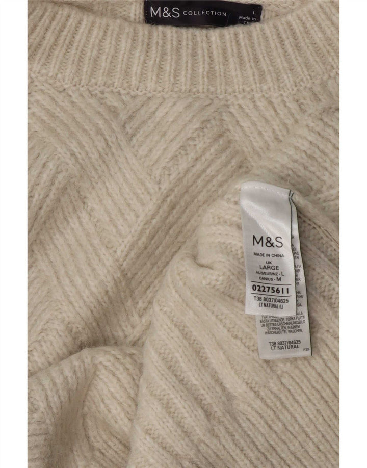 Marks & Spencer Damen-Pullover, übergroß, Rundhalsausschnitt, Gr. 40, Größe L, Weiß