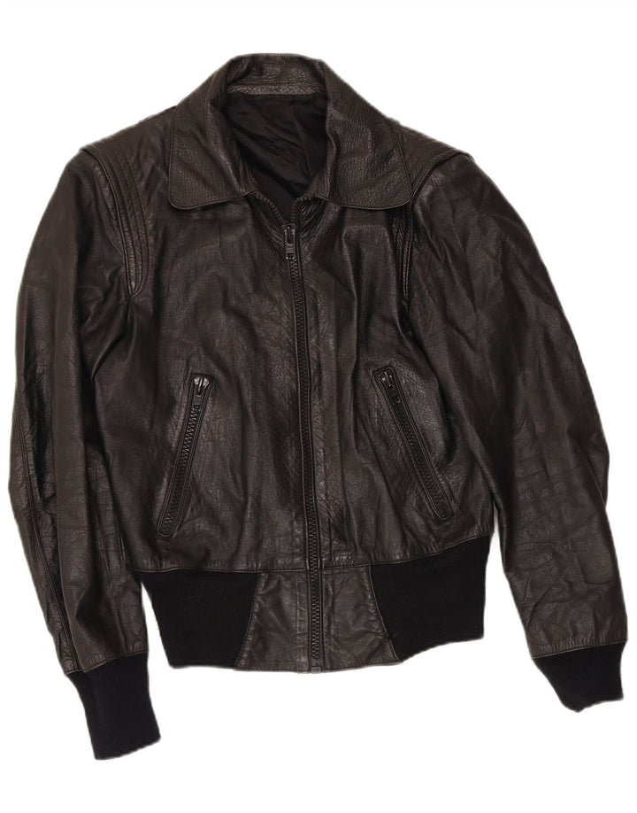Vintage Damen Lederjacke UK 8 Small Schwarz