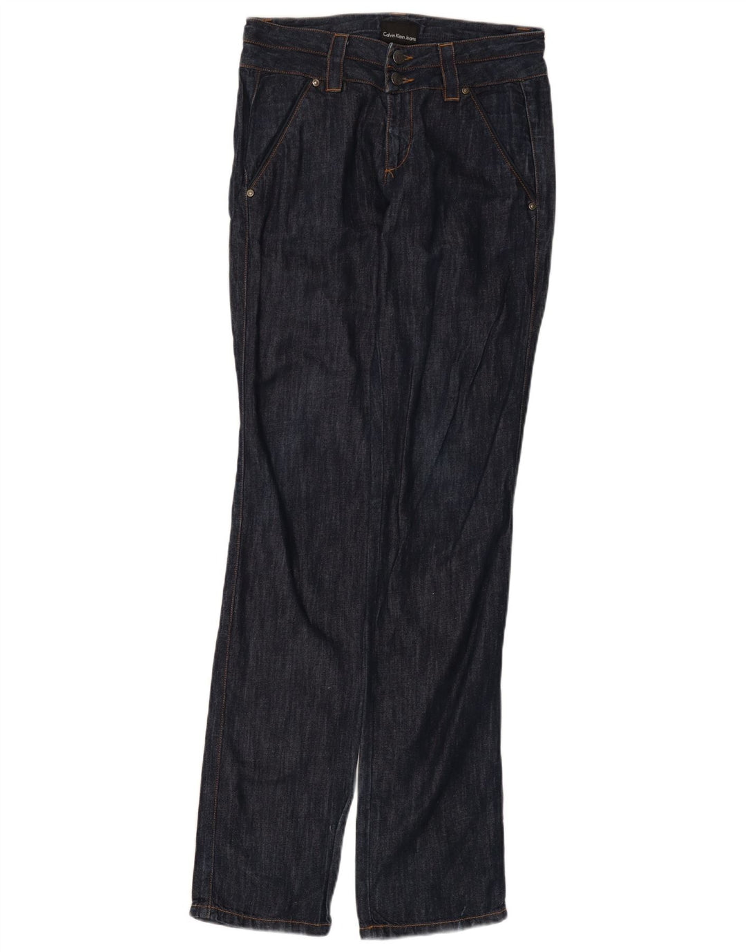 CALVIN KLEIN Damen Straight Jeans W27 L35 Marineblaue Baumwolle