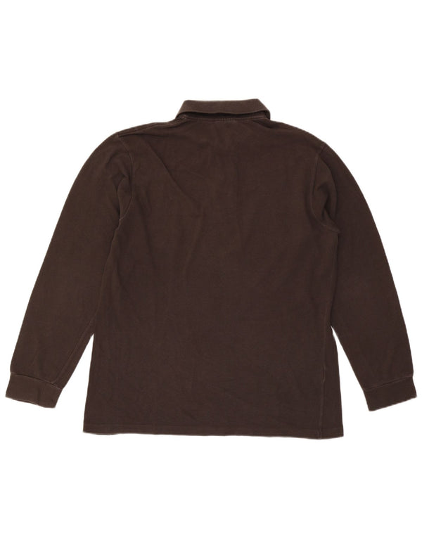 Lacoste Herren-Langarm-Poloshirt, Größe 4, mittelbraune Baumwolle