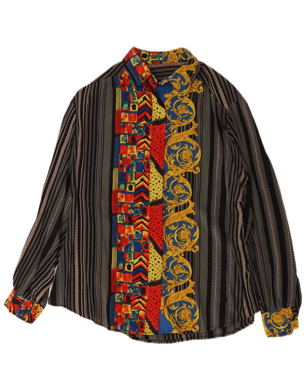 Vintage Damen Hemdbluse UK 14 Großes graues Paisley