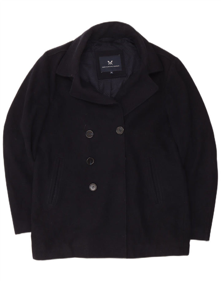 Crew Clothing Herren Zweireihiger Mantel UK 42 XL Marineblaue Wolle