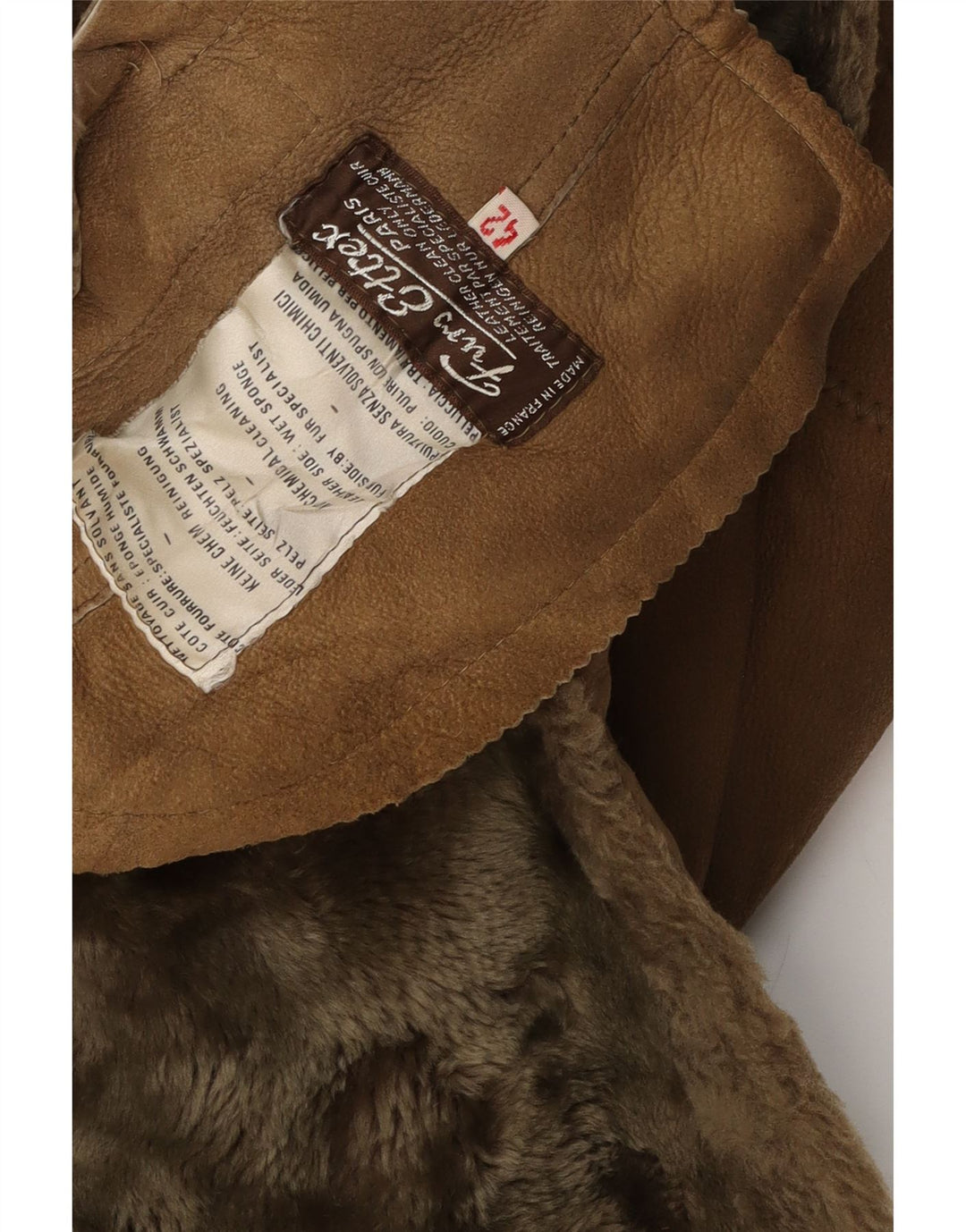 Vintage Damen Shearling Mantel EU 42 Großes braunes Leder