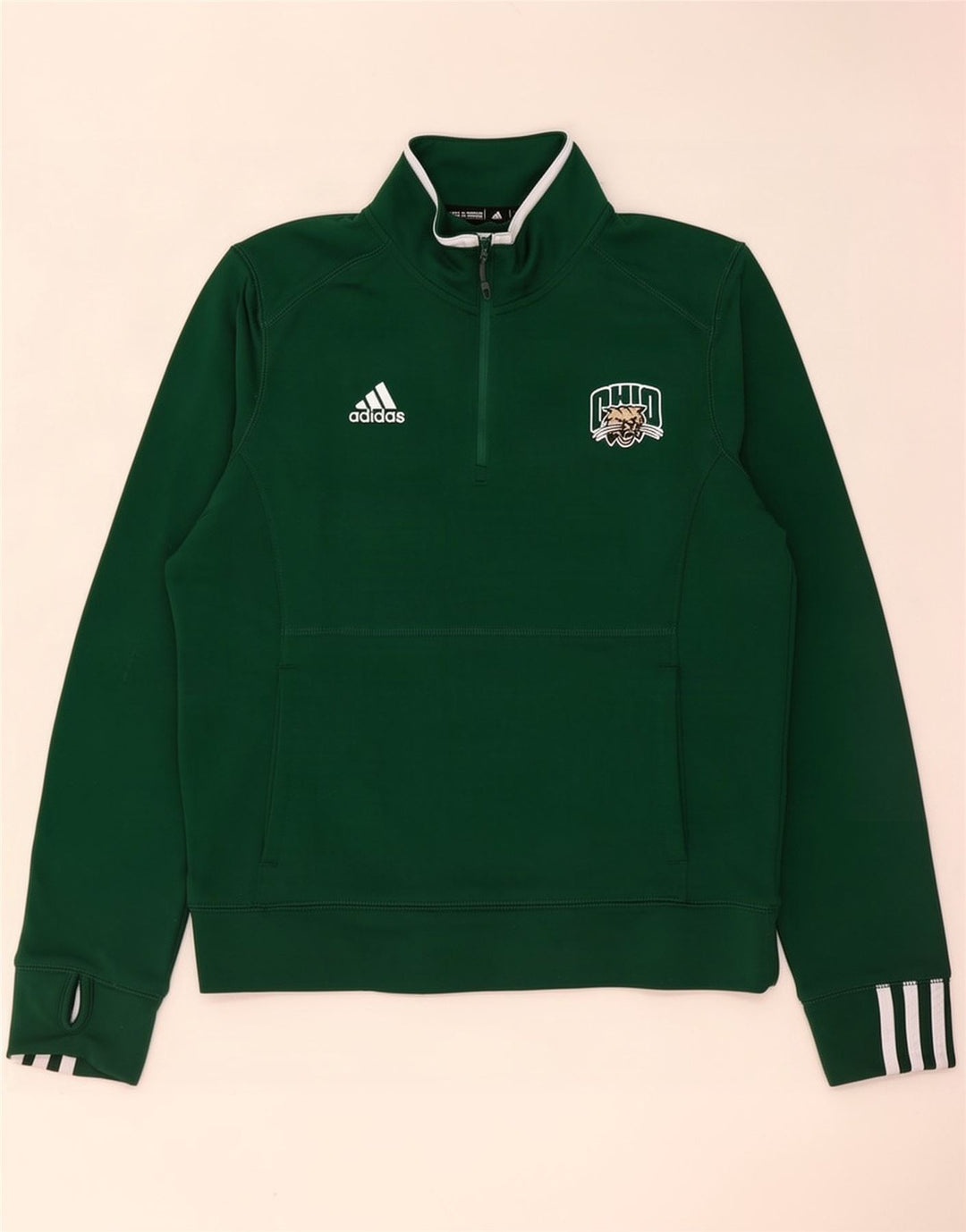 Adidas Herren Ohio Zip Neck Sweatshirt Pullover Mittelgrün
