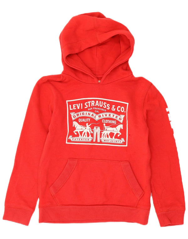 Levi's Jungen-Pullover mit grafischem Kapuzenpullover, 9–10 Jahre, rote Baumwolle