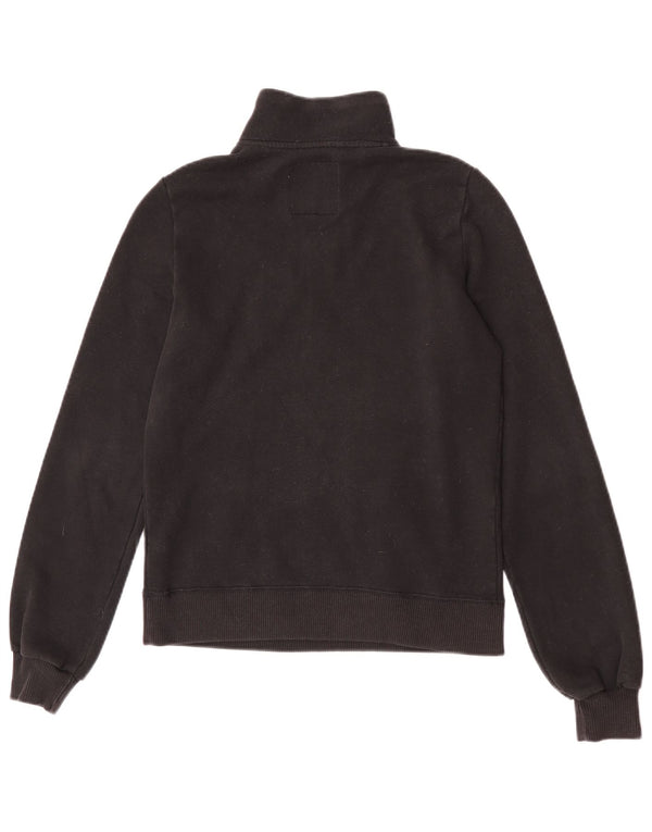 Hollister Womens Graphic Zip Neck Sweatshirt Pullover UK 6 XS Schwarz