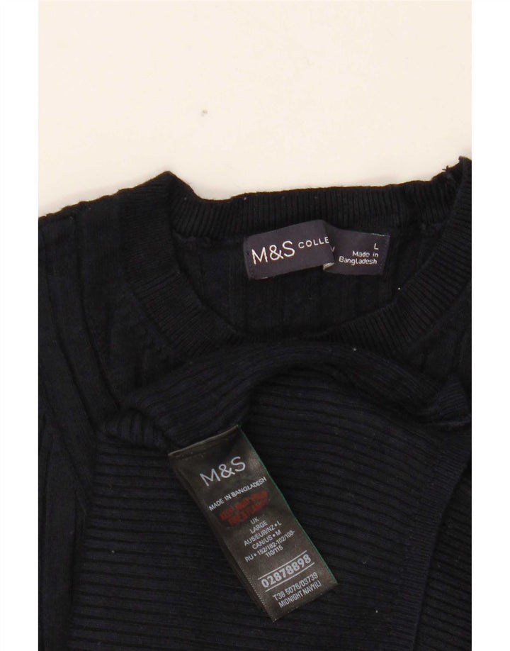 Marks & Spencer Damen-Pullover mit Rundhalsausschnitt, Gr. 14, Marineblau