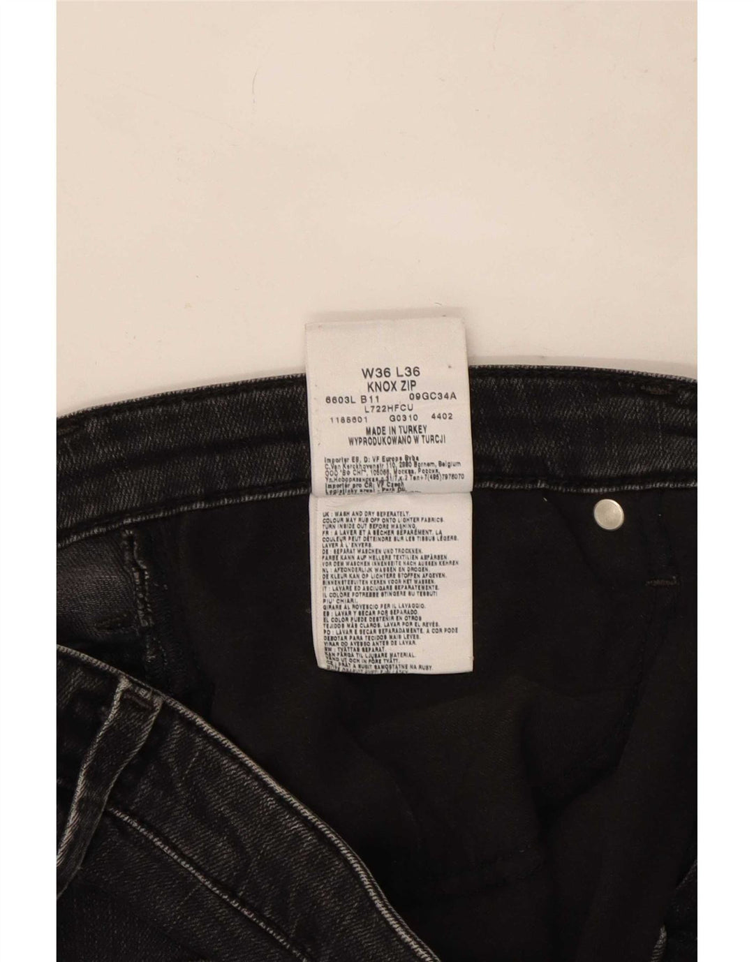Lee Herren Knox Straight Jeans W36 L30 Schwarze Baumwolle
