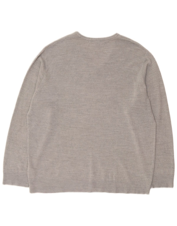 Marks & Spencer Herren-Pullover mit V-Ausschnitt, 2XL, graues Acryl