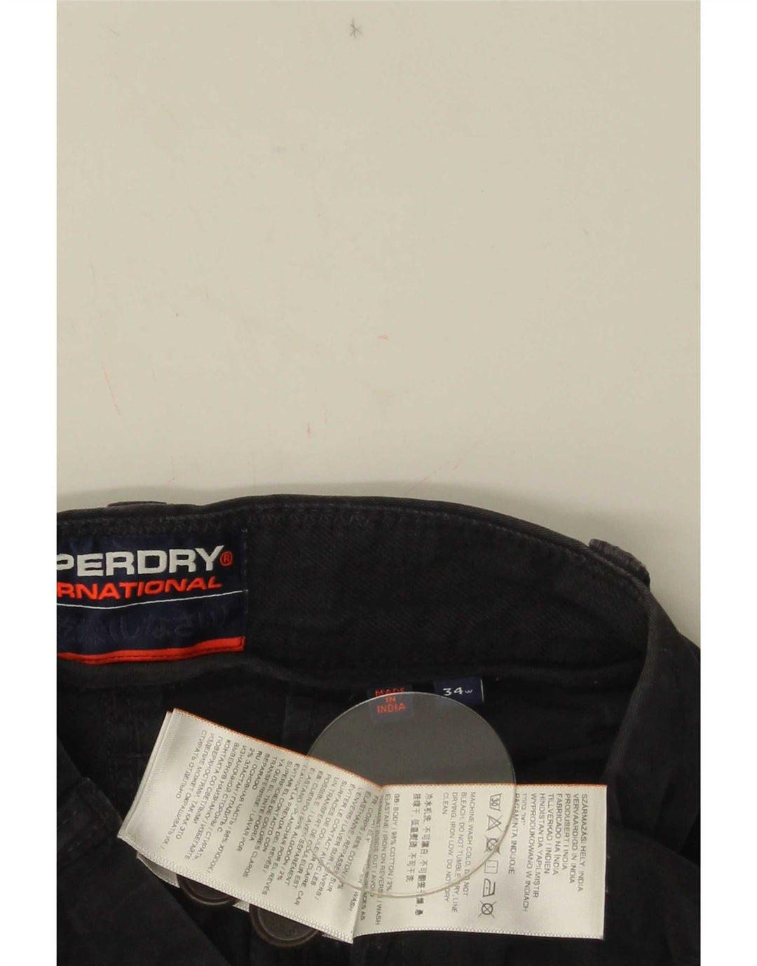 Superdry Herren Chinoshorts W34 Large Schwarz Baumwolle