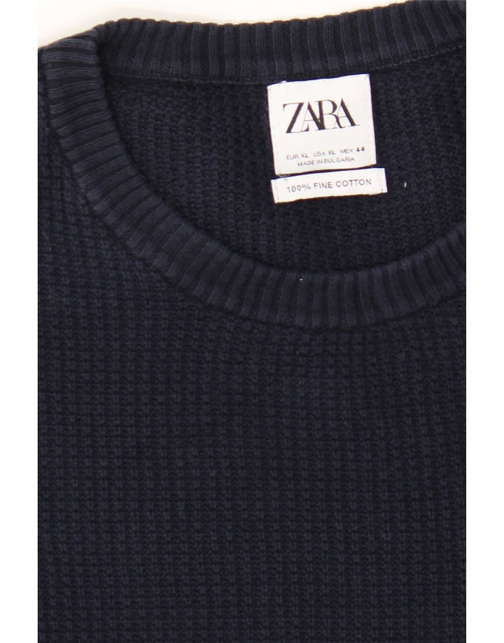 Zara Herren-Pullover mit Rundhalsausschnitt, XL, Marineblau