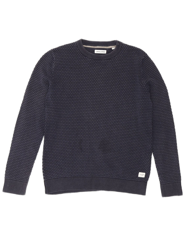 Jack & Jones Herren-Pullover mit Rundhalsausschnitt, mittleres Marineblau mit Punkten
