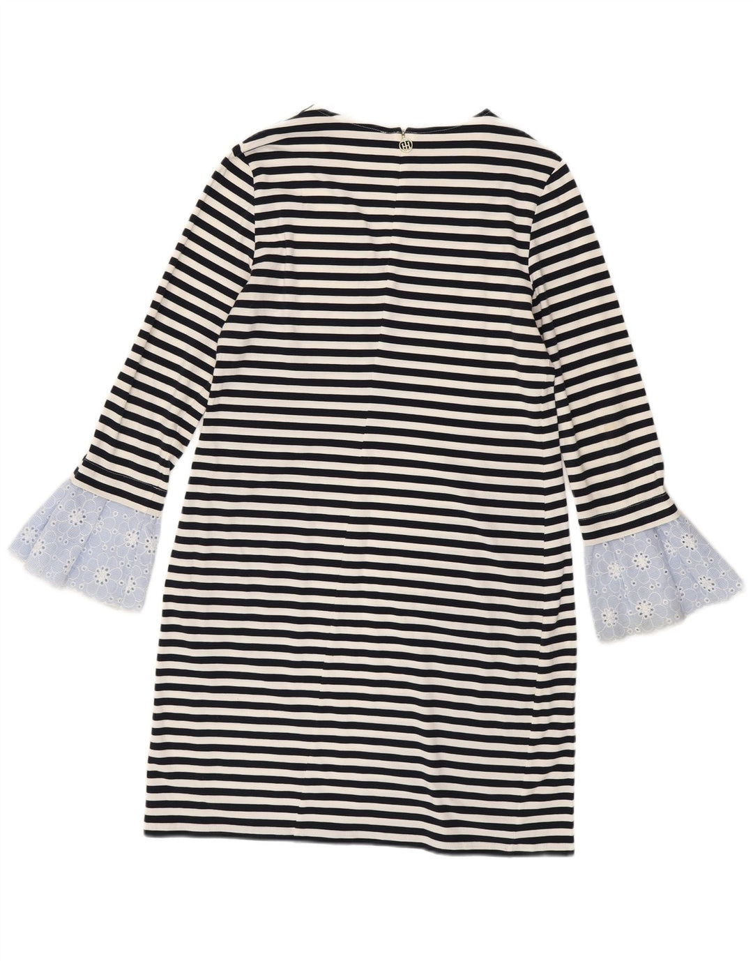 Tommy Hilfiger Damen Etuikleid UK 12 Mittelschwarz gestreift Baumwolle