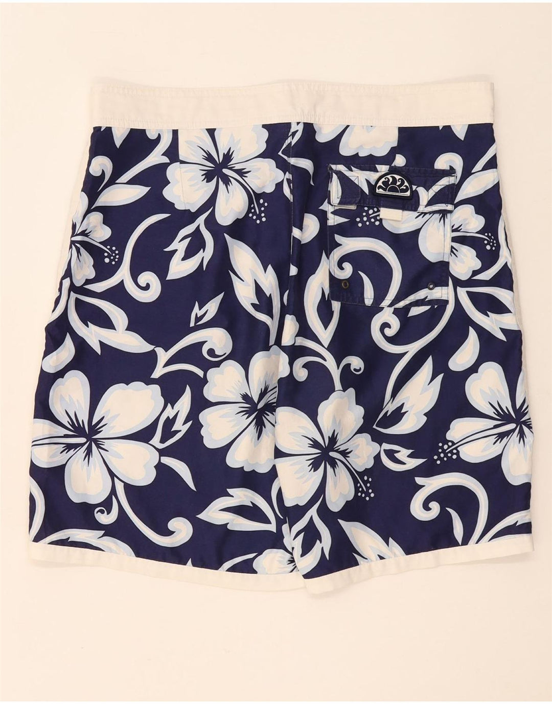 Sundek Herren-Badeshorts, groß, marineblaues Blumenmuster, Polyester