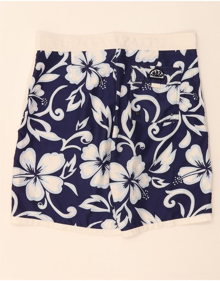 Sundek Herren-Badeshorts, groß, marineblaues Blumenmuster, Polyester