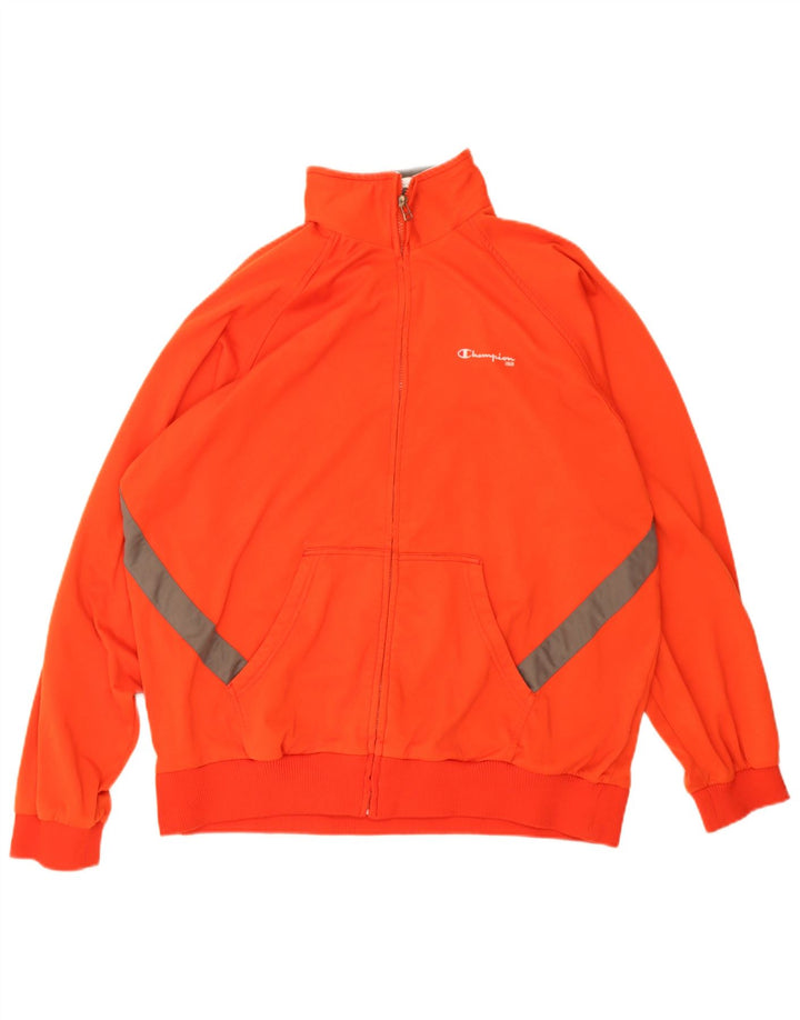 Champion Herren-Trainingsanzug-Oberteil, Jacke, 2XL, orangefarbenes Colourblock-Polyester