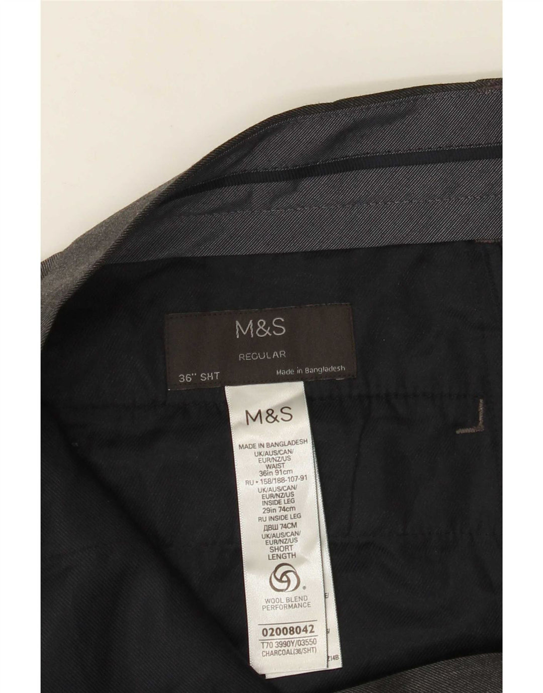 Marks & Spencer Herren-Anzughose in normaler Passform, W36, L29, Grau, Polyester