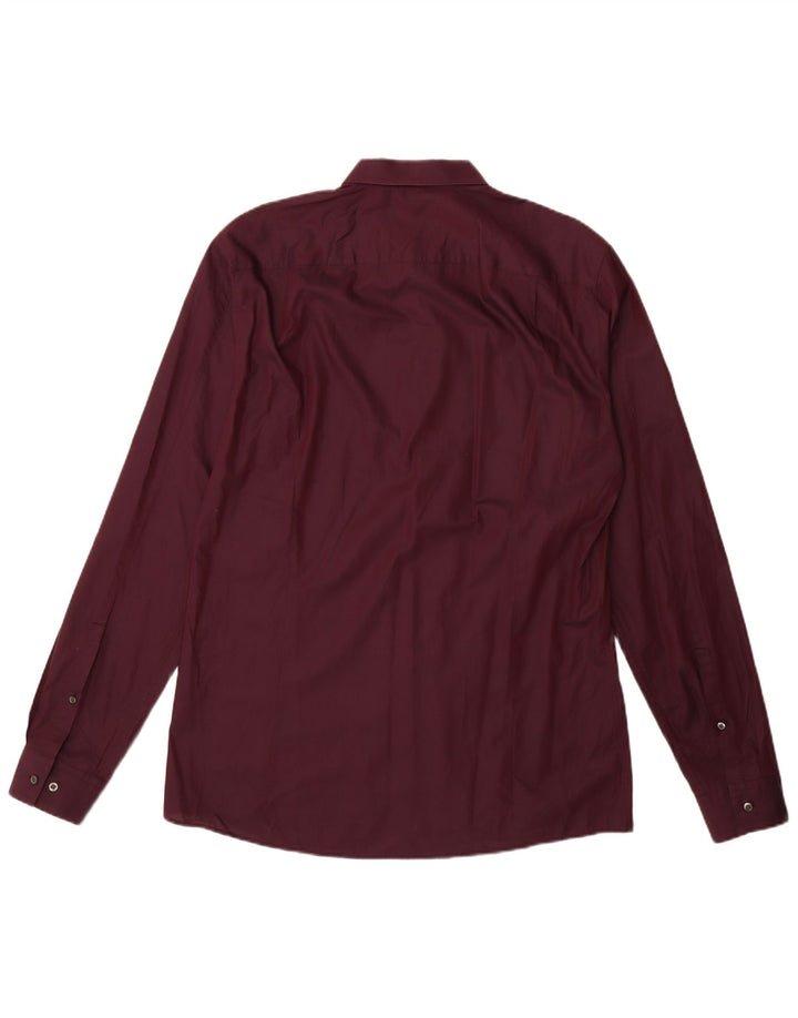 Hugo Boss Herren Slim Fit Hemd 2XL Burgund Baumwolle