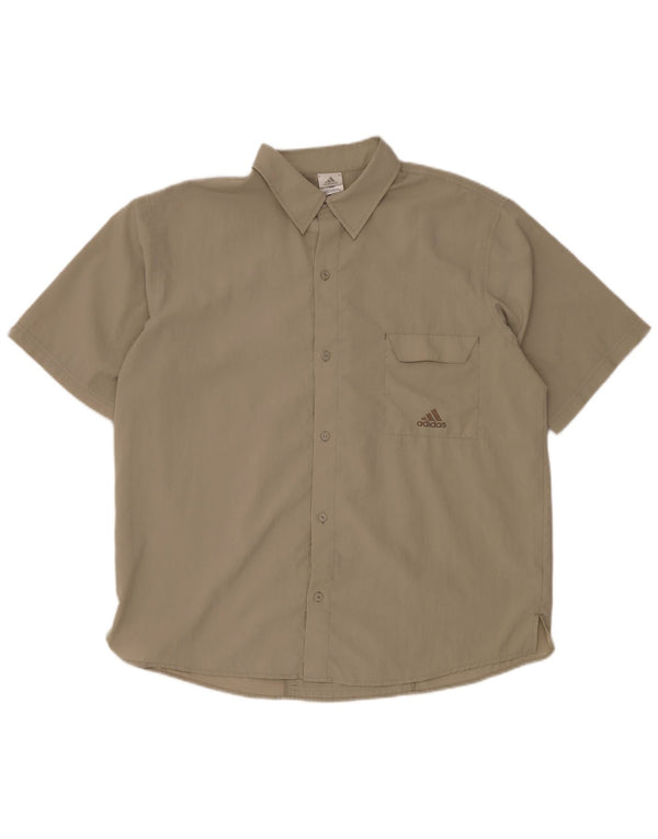 ADIDAS Herren Kurzarmhemd UK 46/48 XL Beige Polyester