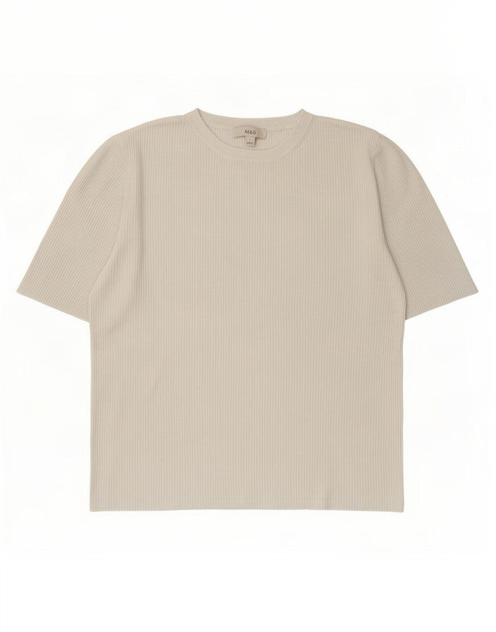 Marks & Spencer Damen T-Shirt Top UK 14 Large Weiße Viskose