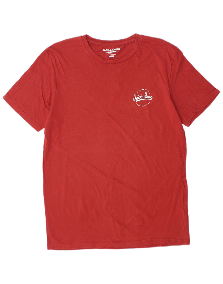 JACK & JONES Herren-T-Shirt mit normaler Passform, Größe L, aus roter Baumwolle