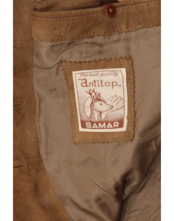 Samar Damen 4-Knopf-Wildleder-Blazerjacke UK 14 Mittelbeige