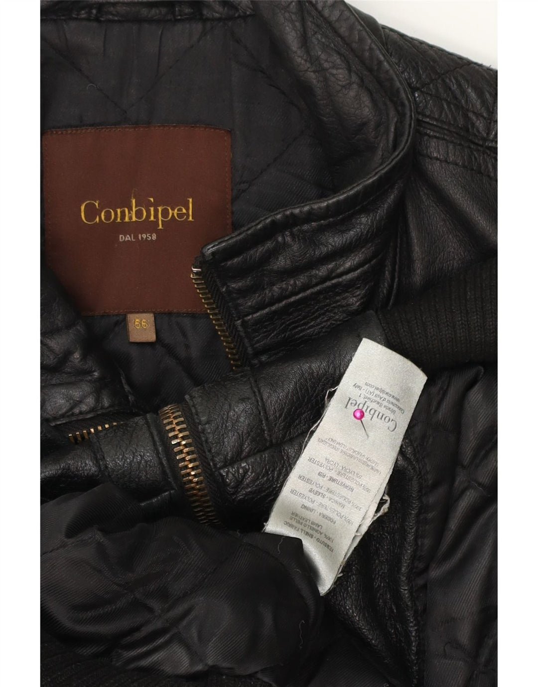 CONBIPEL Herren Lederjacke IT 56 XL Schwarzes Leder