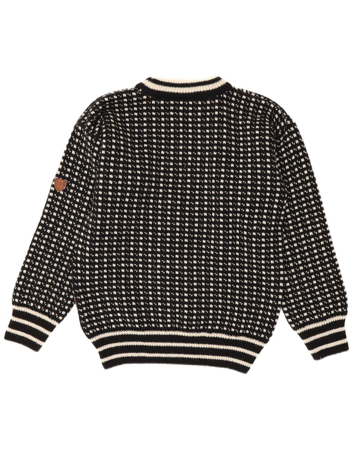 Bratens Herren-Pullover mit U-Boot-Ausschnitt, Mittelschwarz, geometrische Wolle