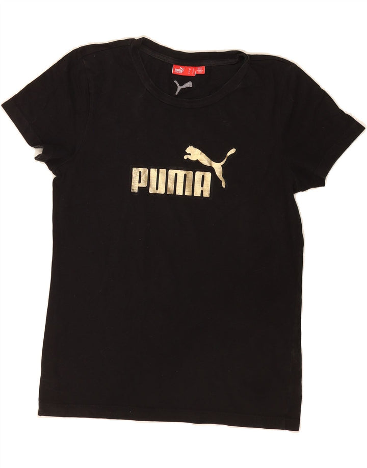 PUMA Womens Graphic T-Shirt Top UK 12 Medium  Black Cotton Vintage Puma and Second-Hand Puma from Messina Hembry 