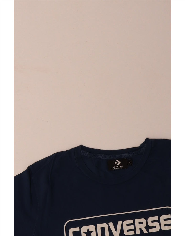 CONVERSE Mens Graphic T-Shirt Top Large Navy Blue Cotton