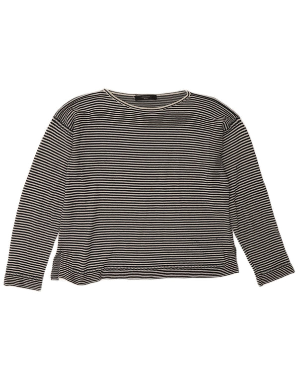 Max Mara Damen Weekend Top Langarm UK 16 Large Schwarz Nadelstreifen