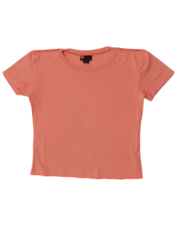 Diesel Damen Crop T-Shirt Top UK 18 XL Rosa Baumwolle