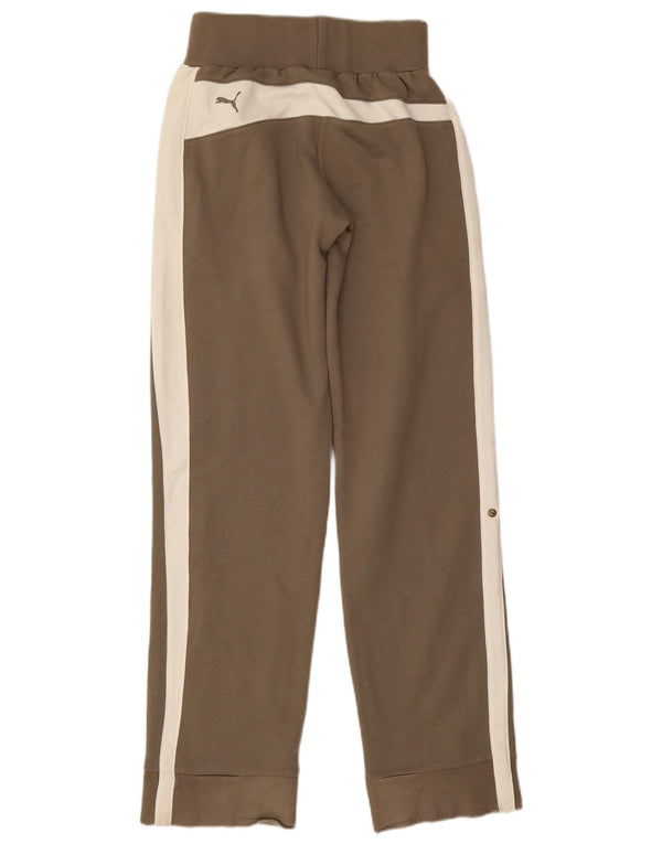 Puma Damen Trainingshose Jogger UK 4 XS Khaki Colourblock Baumwolle