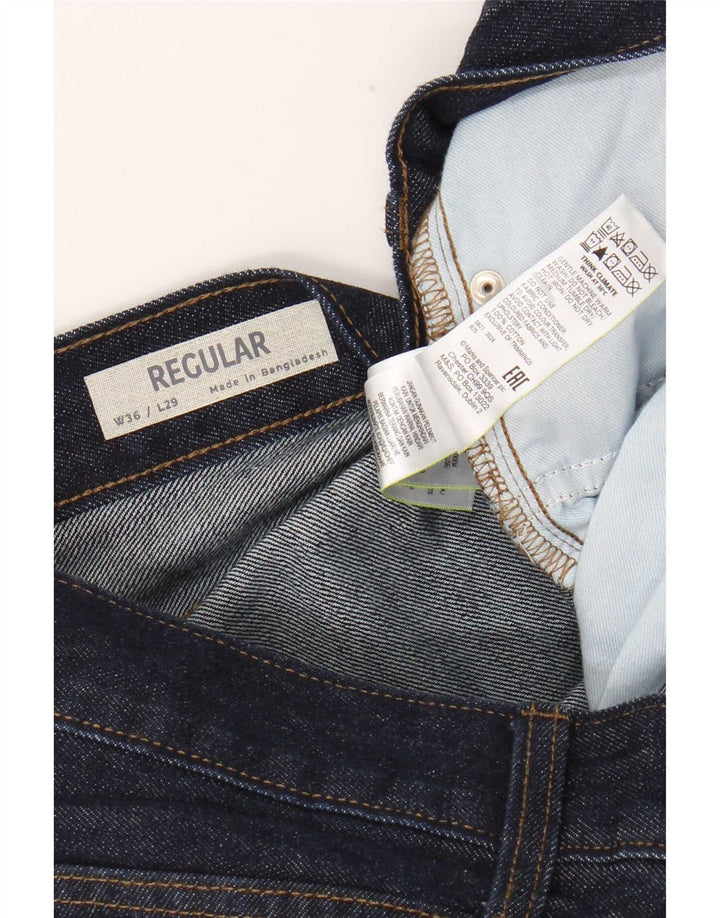 Marks & Spencer Herren Regular Straight Jeans W36 L29 Marineblau Baumwolle