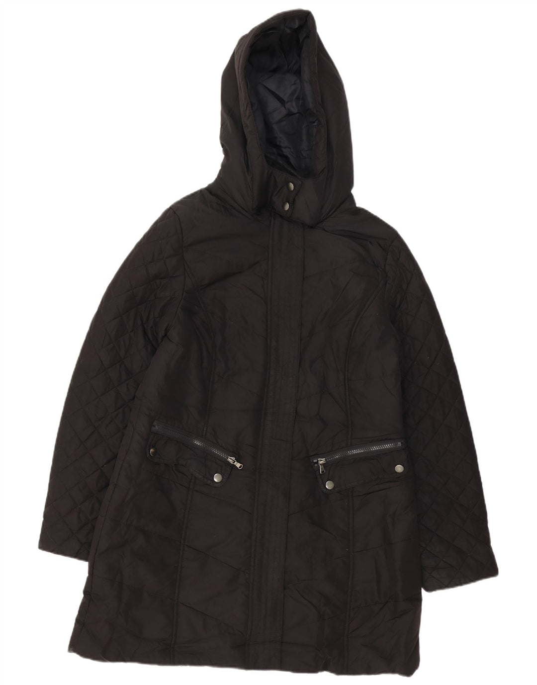 M&Co Damen-Windbreaker-Mantel mit Kapuze, UK 14, mittelschwarz, Polyester