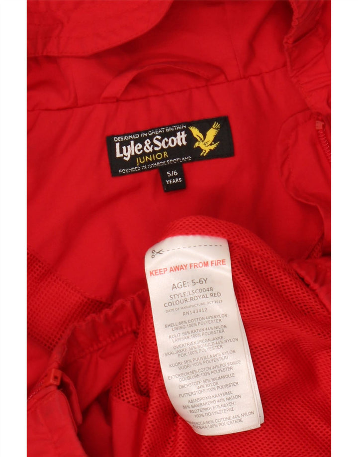 Lyle & Scott Jungen-Windbreakerjacke mit Kapuze, 5–6 Jahre, rote Baumwolle