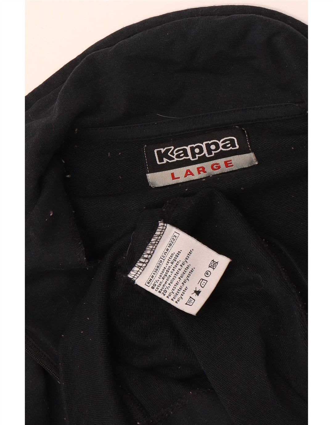 Kappa Womens Graphic Trainingsanzug Top Jacke UK 14 Große schwarze Baumwolle