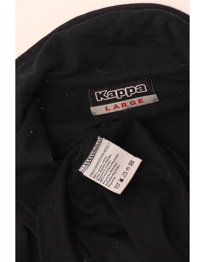Kappa Womens Graphic Trainingsanzug Top Jacke UK 14 Große schwarze Baumwolle