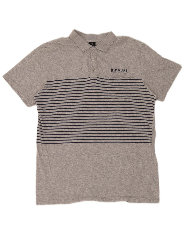 Rip Curl Herren-Poloshirt mit entspannter Passform, groß, grau gestreift