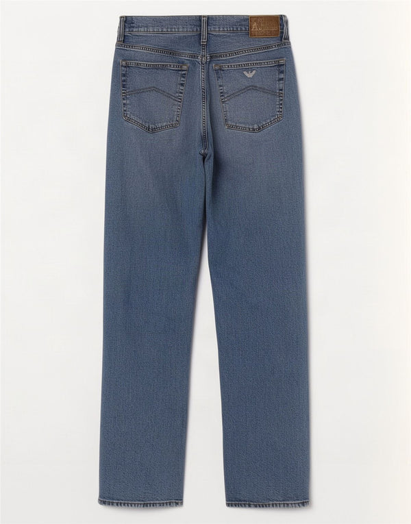 Armani Herren Straight Jeans W32 L32 Blaue Baumwolle
