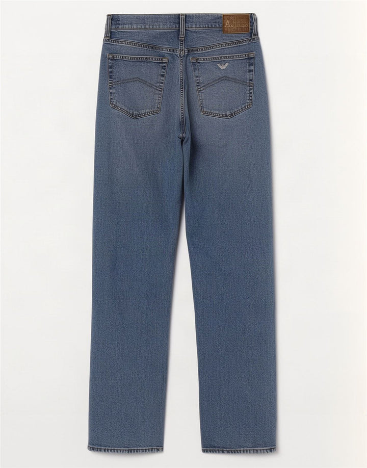 Armani Herren Straight Jeans W32 L32 Blaue Baumwolle