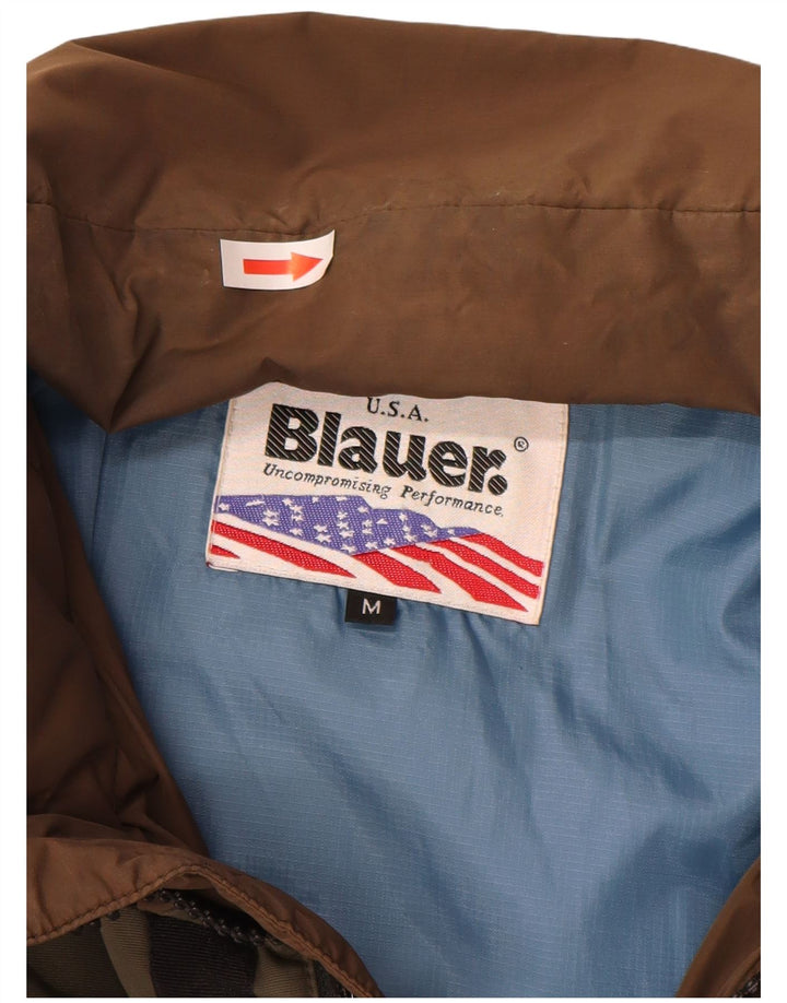 Blauer Mens Graphic Wattierte Jacke UK 38 Mittelbraunes Colourblock-Nylon